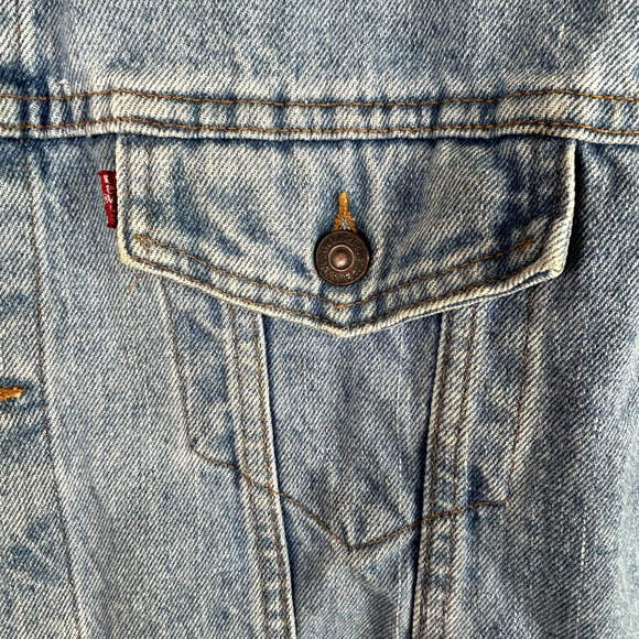 Vintage 80s Levis Mens Trucker Denim Jacket Size Large Classic Button Up Jean - Picture 3 of 15